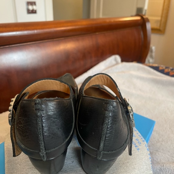 Women's Black Leather Mary Jane Shoes - Picture 6 of 12